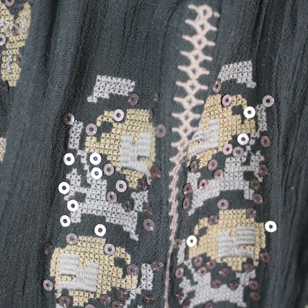 Cocomo Womens 2X Embroidered Peasant Crinkle Boho Top - Picture 4 of 5
